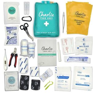 Complete Dog First Aid Kit - Vet Wrap, Bandages, Nail Clippers, Tick Removers, Wipes and more